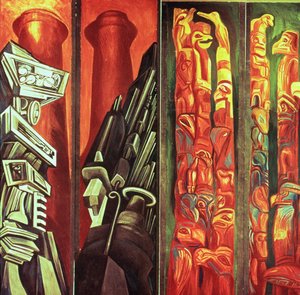 Koristeellinen paneeli III, The Epic of American Civilization tekijältä José Clemente Orozco