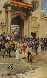 Härkätaisteluareenan ulkopuolella, noin 1880
