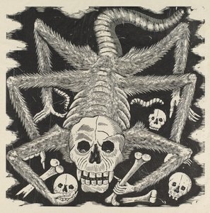 Calavera huertista, n. 1914, painettu 1930 (valokuvareliefi kaiverrus) tekijältä José Guadalupe Posada
