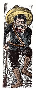 Meksikon vallankumous (1910-1920) - El General Genovevo de la O, Emiliano Zapatan vallankumouksellinen seuraaja - Jose Guadalupe Posada (1852-1913) ksylografia