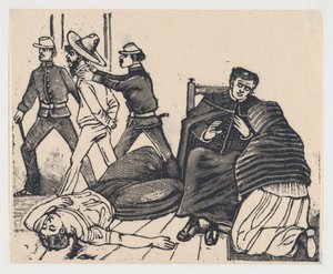 Kaksoismurha Puente de los Gallosissa, n. 1905-1910, n. 1905-1910. tekijältä José Guadalupe Posada