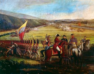 Bolivarin toverin kenraali Narinon joukot Calibion taistelun aikana, Jose Maria Espinosan (1796-1883) maalaus. Kolumbia tekijältä José María Espinosa Prieto