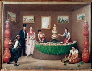 Chufa Horchata Sellers (Orxata de Xufa tai Orxata De Xufla) Augustin Arrieten maalaus (1800-luku) Mexico City, Historical National Museum, Chateau