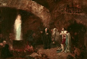 "Nidat tai Faust" Kuvitus Johann Wolfgang von Goethen (1749-1832) teokselle (maalaus)