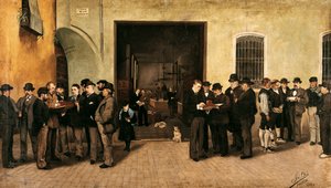 "" Sahramikauppa "" Jose Bru Albinanan maalaus (1800-luku) 1880 Valencia. Museo Bellas Artes San Pio V. tekijältä Jose Bru Albinana