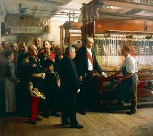 Ranskan tasavallan presidentti Felix Faure vierailee nauhavalmistajan työpajassa Saint Etiennessa 30. toukokuuta