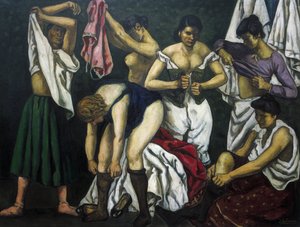 GUTIERREZ SOLANA, Jose (1886-1945). Naiset riisuutumassa. 1933. Nykytaide. Öljy kankaalle. Yksityiskokoelma.