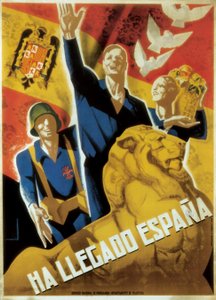Espanjan sisällissota (1936-1939): Espanja on saapunut, n. 1936-39 (juliste) tekijältä Jose Morell