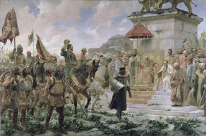 Roger de Florin (1280-1307) saapuminen Konstantinopoliin vuonna 1303, kun 8000 "almogavaret" palveli Bysantin keisaria taistelussa turkkilaisia vastaan, 1888 tekijältä Jose Moreno Carbonero