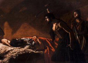 Historiallinen maalaus: Viriatuksen kuolema (Viriate, Viriathe, vers 180-139 avant JC) par Villegas Cordero, Jose (1844-1921)
