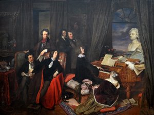 Franz Liszt fantasioi pianon ääressä, 1840