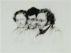 Johann Baptist Jenger, Anselm Huettenbrenner ja Franz Schubert ... tekijältä Josef Eduard Teltscher