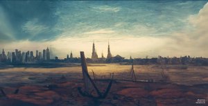 JJM luo uudelleen Friedrich-C-D: City at moonrise (korkeat rakennukset)