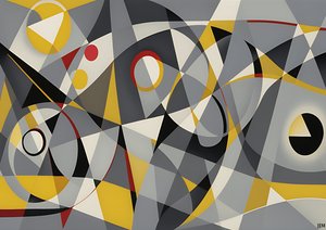 abstrakti: hopeankeltaiset_ympyrät 2