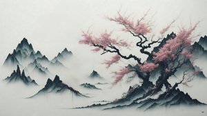 mustemaalaus: Cherry Blossom trees blooming_02