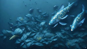 mustemaalaus: Koi-Karpfish_blue_04