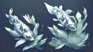mustemaalaus: Koi-Karpfish_white marble_01