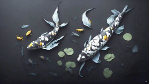 mustemaalaus: Koi-Karpfish_white marble_05