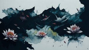 mustemaalaus: waterlili-black_01