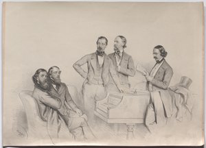 Itävaltalaisia säveltäjiä; Heinrich Proch, Franz von Suppé, Karl Binder, Anton Emil Titl, Anton Maria Storch tekijältä Josef Kriehuber