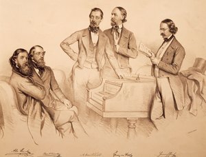 Ryhmäkuva wieniläisistä muusikoista ja säveltäjästä: Franz von Suppe