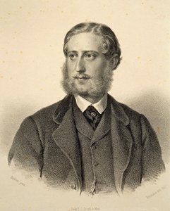 Prinssi Kinskyn (1834-1904) Ferdinand Bonaventuran muotokuva. Kaiverrus Josef Kriehuber