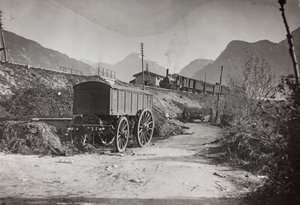 Albumi "Oma maailmansota - muistoja Lounaisrintamasta Kärntenissä, Italiassa, Trentino-Alto Adige" 31.3.1915-12.11.1918 - Josef Zohles Wien ": rautatie Tolmezzo (m/w kuva tekijältä Josef Zohles