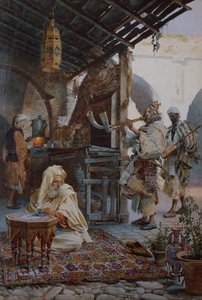 Nubian muusikot (akvarelli) tekijältä Josep Tapiro Baro