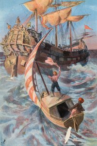 Robinson Crusoe: Portugalilainen laiva pelasti minut (väri litho)