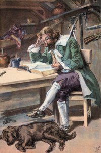 Robinson Crusoe: Luin Raamattuani (värilitho) tekijältä Joseph (after) Finnemore