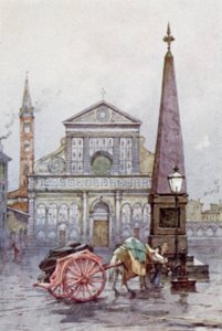 S Maria Novellan kirkko, Firenze (väri litho) tekijältä Joseph (after) Finnemore