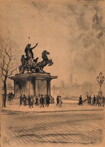 Boadicea, Westminster Bridge (litho) tekijältä Joseph (after) Pennell