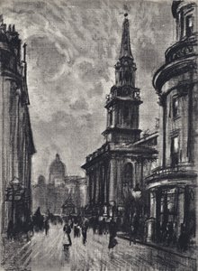 Duncannon Street, Charing Crossista (litho) tekijältä Joseph (after) Pennell