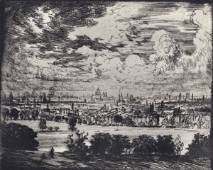 Lontoo, Hampsteadin yllä (litho) tekijältä Joseph (after) Pennell