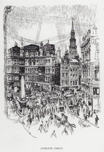 Ludgate Sirkus (litho) tekijältä Joseph (after) Pennell