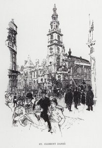 St Clement Danes (litho) tekijältä Joseph (after) Pennell