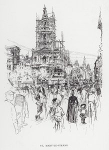 St Mary-le-Strand (litho) tekijältä Joseph (after) Pennell