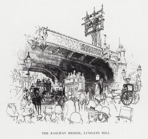 Rautatiesilta, Ludgate Hill (litho) tekijältä Joseph (after) Pennell