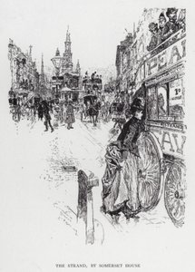 The Strand, kirjoittanut Somerset House (litho) tekijältä Joseph (after) Pennell