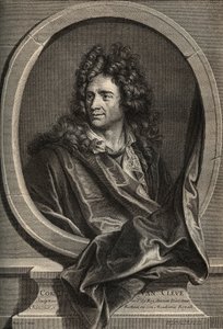 Corneille Van Cleven muotokuva ranskalaisesta kuvanveistäjästä (1645-1732), Poillyn kaiverrus Joseph Vivienin maalauksen jälkeen tekijältä Joseph (after) Vivien