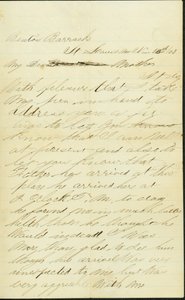 Joseph A.Fardell, Benton Barracks, St.Louis, Mo., allekirjoitettu kirje äidille 12. marraskuuta 1863 tekijältä Joseph A. Fardell