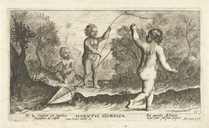 Lapset lentävät leijoja Iuventus gloriosa (otsikko esineessä) tekijältä Joseph Antoine Cochet