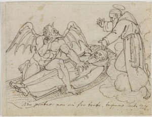 Luonnos Guido da Montefeltrosta (Dante, Inferno, 27. laulu) tekijältä Joseph Anton Koch
