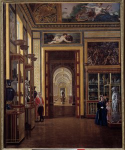 Louvren koruhuone ja Charles X -huoneiden enfiladi. Joseph Augusten maalaus (1800-luku) tekijältä Joseph Auguste