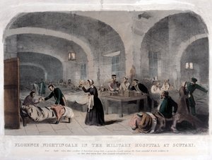 Florence Nightingale (1820-1910) Scutarin sotasairaalassa Krimin sodan aikana, 1856