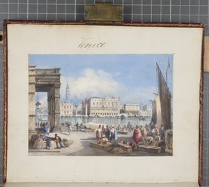 Venetsia, liitetty Thomas Moodys Journalin otsikkosivulle Sveitsin ja Italian kiertueesta, 1822 (wc paperilla)