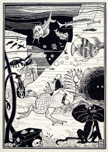 Siellä oli suuri valikoima korkeita jalopuita, täynnä merellisiä hedelmiä, kuten hummereita…, 1895. tekijältä Joseph Benwell Clark
