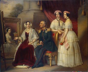 Perhekuva Josephista, Saksi Altenburgin herttuasta (Saxe-Altenburg) (1789-1868) - Joseph Karl Stielerin (1781-1858) maalaus, öljy kankaalle tekijältä Joseph Carl Stieler