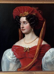Muotokuva naisesta punahattuisella Joseph Karl Stielerin (1781-1858) maalaus 1800-luvulla. München, Chateau De Nymphenburg tekijältä Joseph Carl Stieler