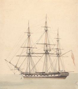 Single Corvette (?), jossa on kolme hahmoa merivoimien univormuissa ja Union Jack tekijältä Joseph Cartwright